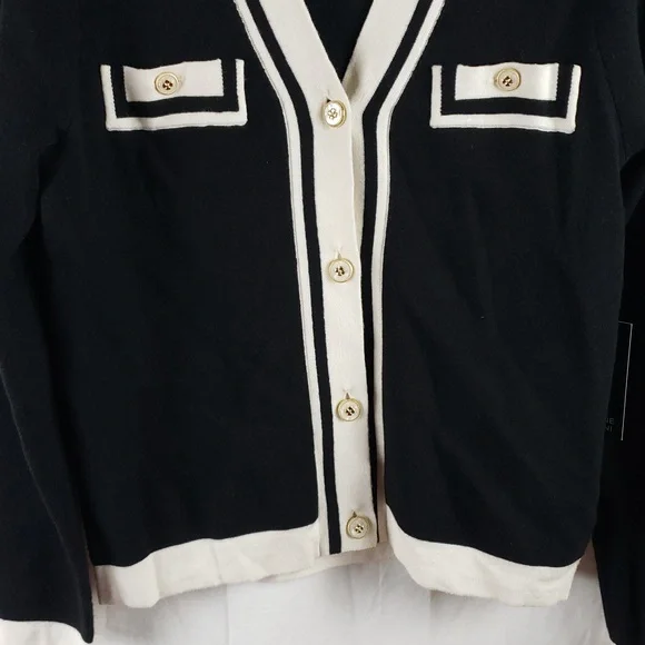 Adrienne Vittadini Women's Small Black & White Cardigan - Picture 3 of 11